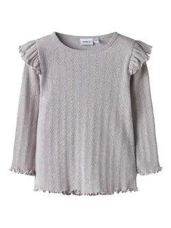 Name It Bluse - Rib/Hulmønster - NmfBlitta - Lilac Marble/Melang