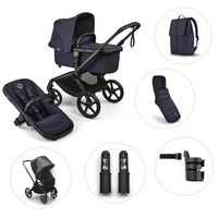 Bugaboo Fox 5 Renew Kombivogn Inkl. Puslerygsæk, Kørepose, Kopholder, Højdeadapter Og Regnslag - Black/Deep indigo