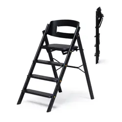 Klapp højstol foldbar eg inkl. bøjle og bakke - sort
