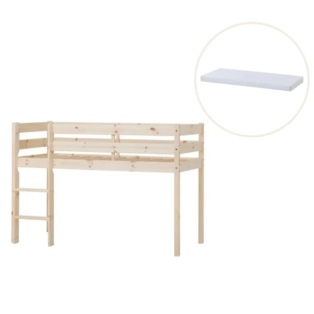 ECO Comfort halvhøj seng med madras - 70x160 cm. - natur