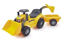 Gåbil traktor - Ecoiffier gul med skovl og anhænger