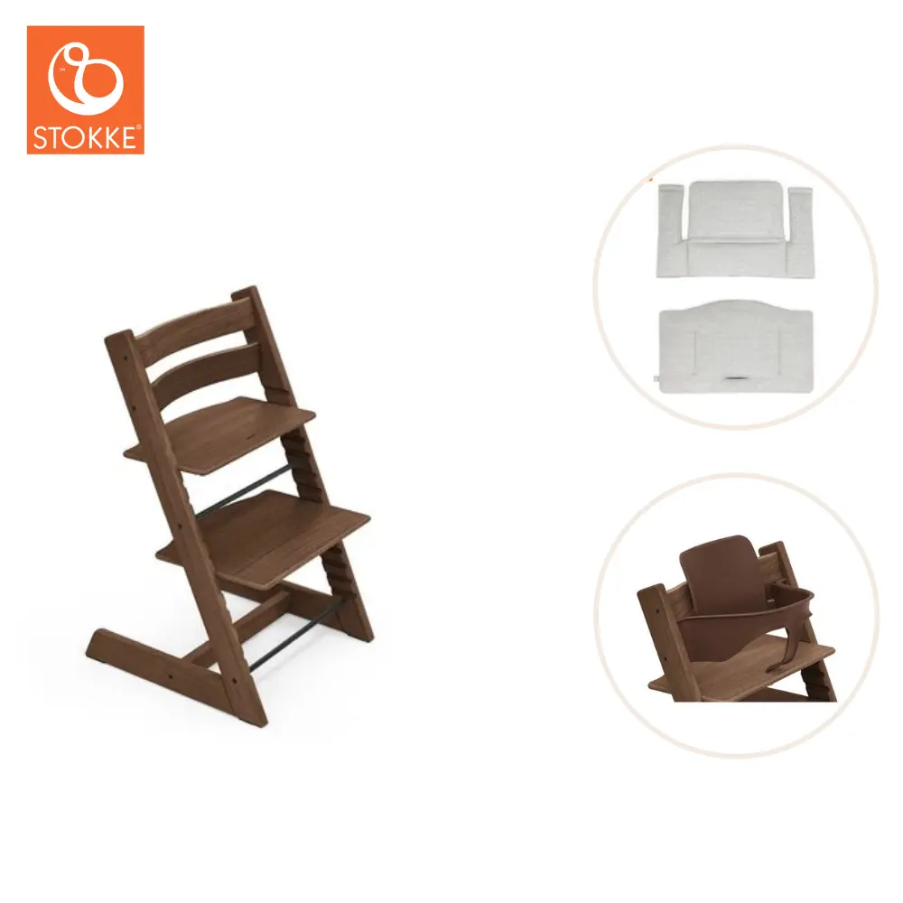 product-Højstol inkl. babysæt og hynde - eg warm brown
