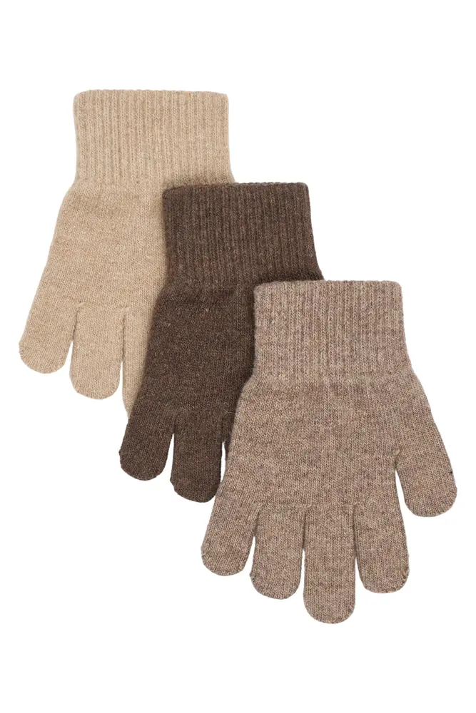 Mikk-Line Magic Handsker 3-Pak - Beige Melange-Melange Denver-Brown Melange - 1-3 ÅR