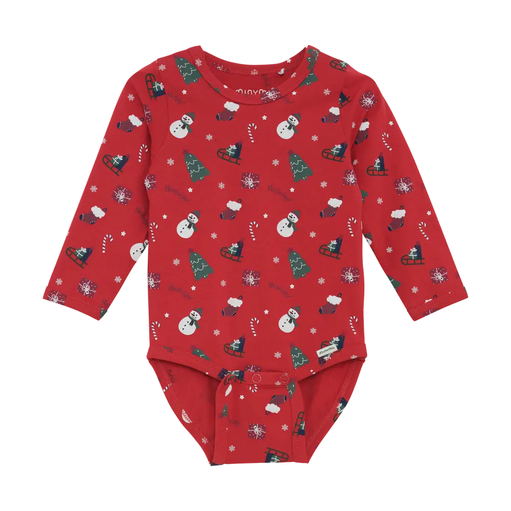 Minymo Langærmet Body - Scarlet Sage - 50