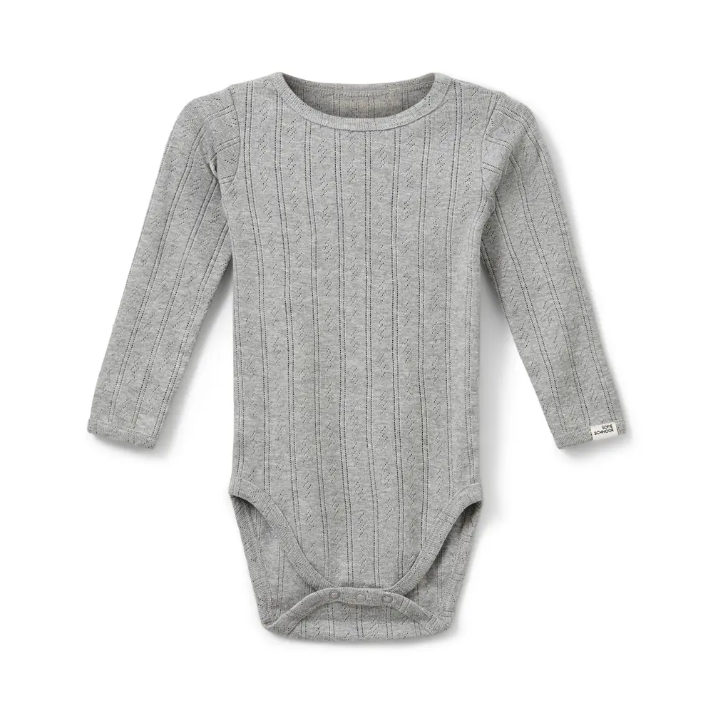 Sofie Schnoor Body l/æ - DicteSB - Gråmeleret m. Hulmønster