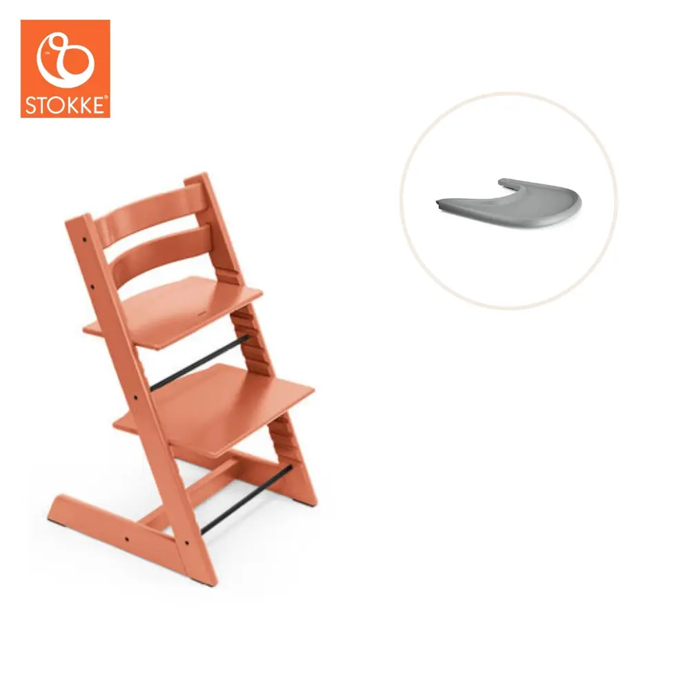 product-Højstol inkl. tray - terracotta/grå