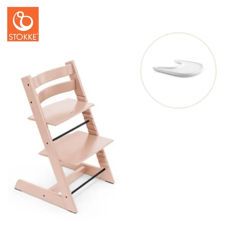 product-Højstol inkl. tray - serene pink/hvid