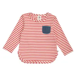 Rib Stripede Bluse m. Lomme - Mineral red/ Tofu - 68