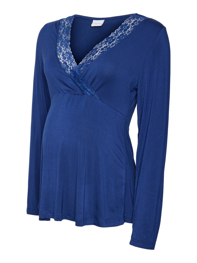 Giovanna tess langærmet top - BLUE - S