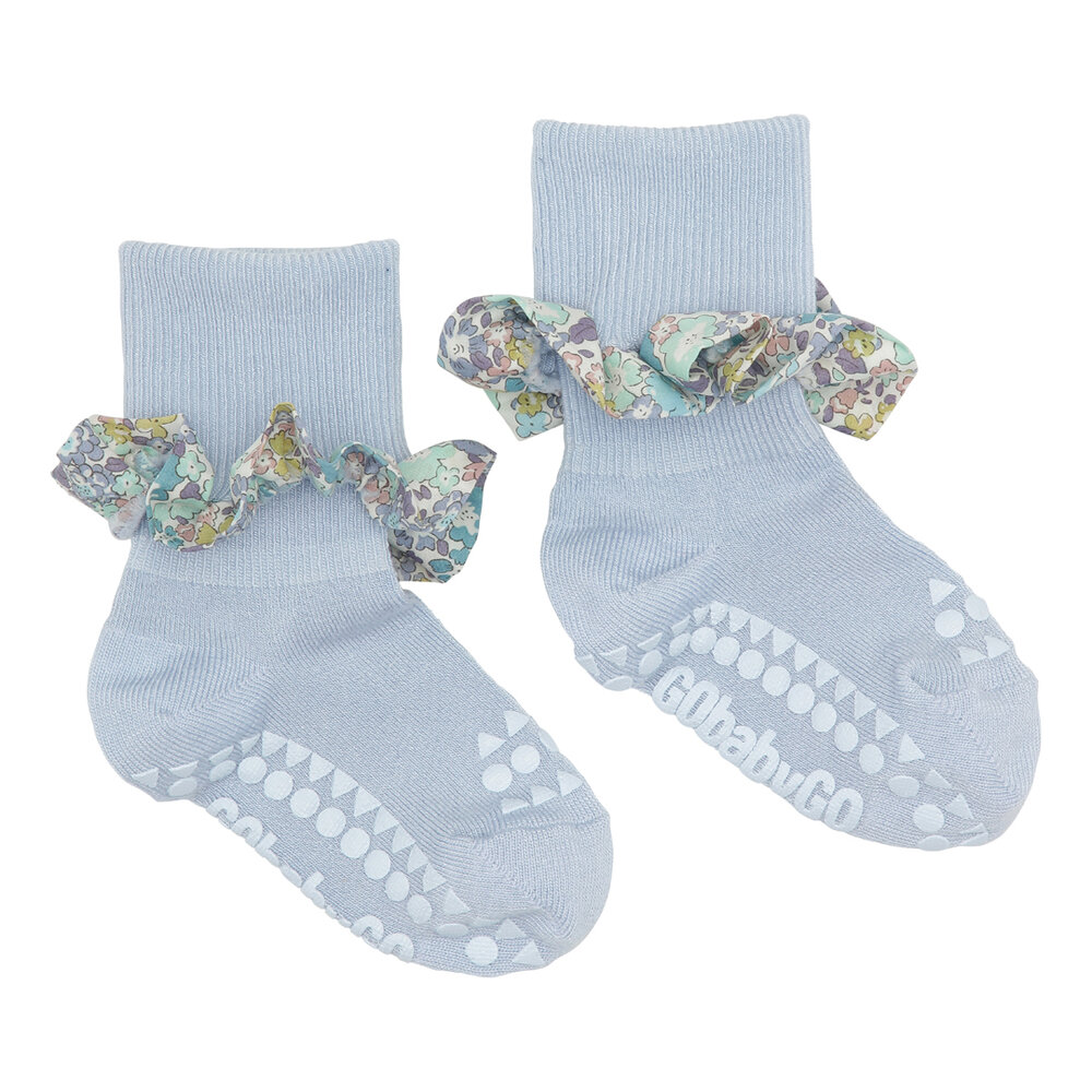 Skridsikre Strømper - Liberty - Sky Blue / Michelle purple - 1-2 ÅR