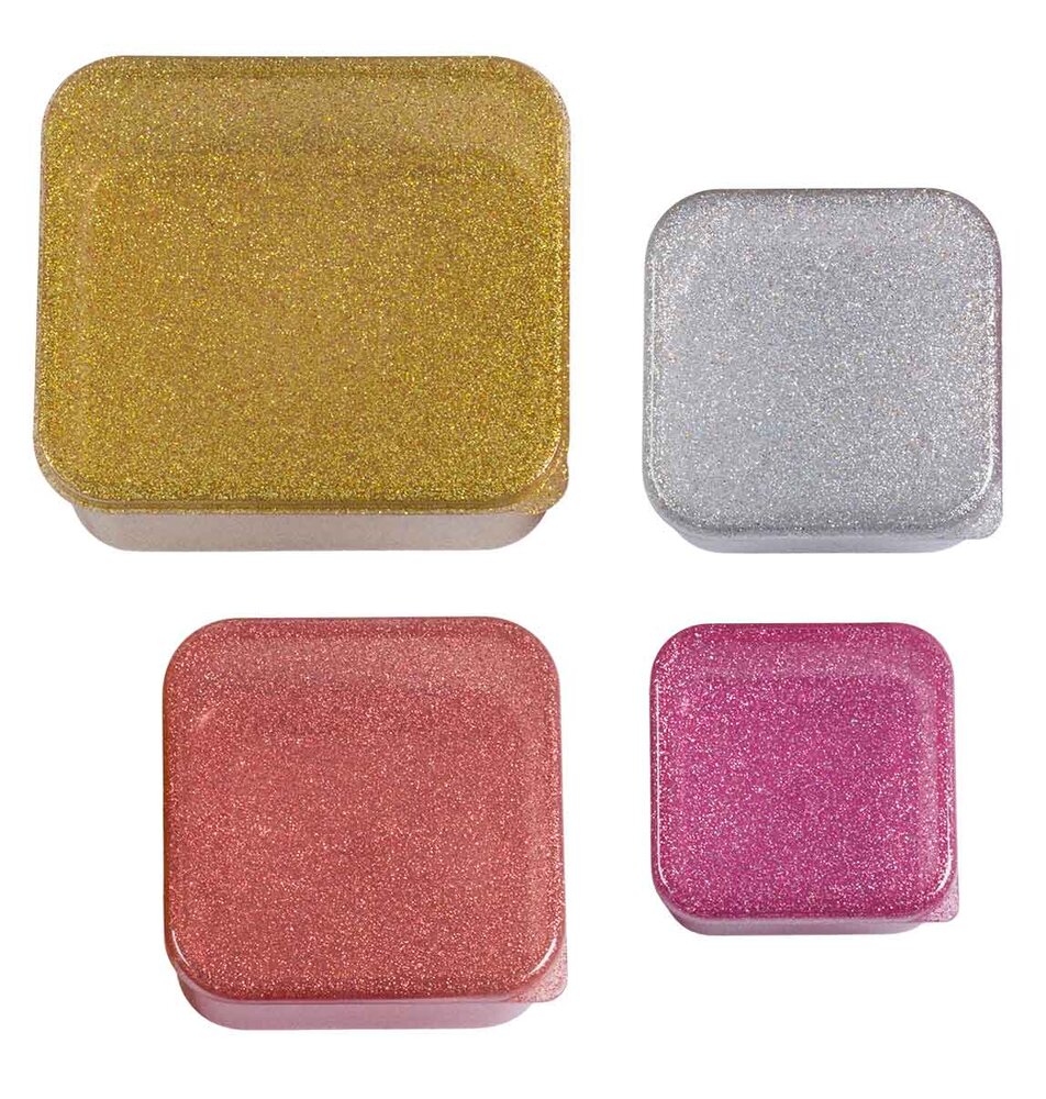 Snackbokssæt 4 dele Glitter gold blush