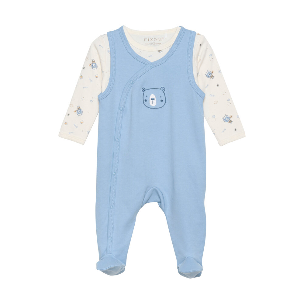 Body langærmet m.romper - Ashley Blue - 56