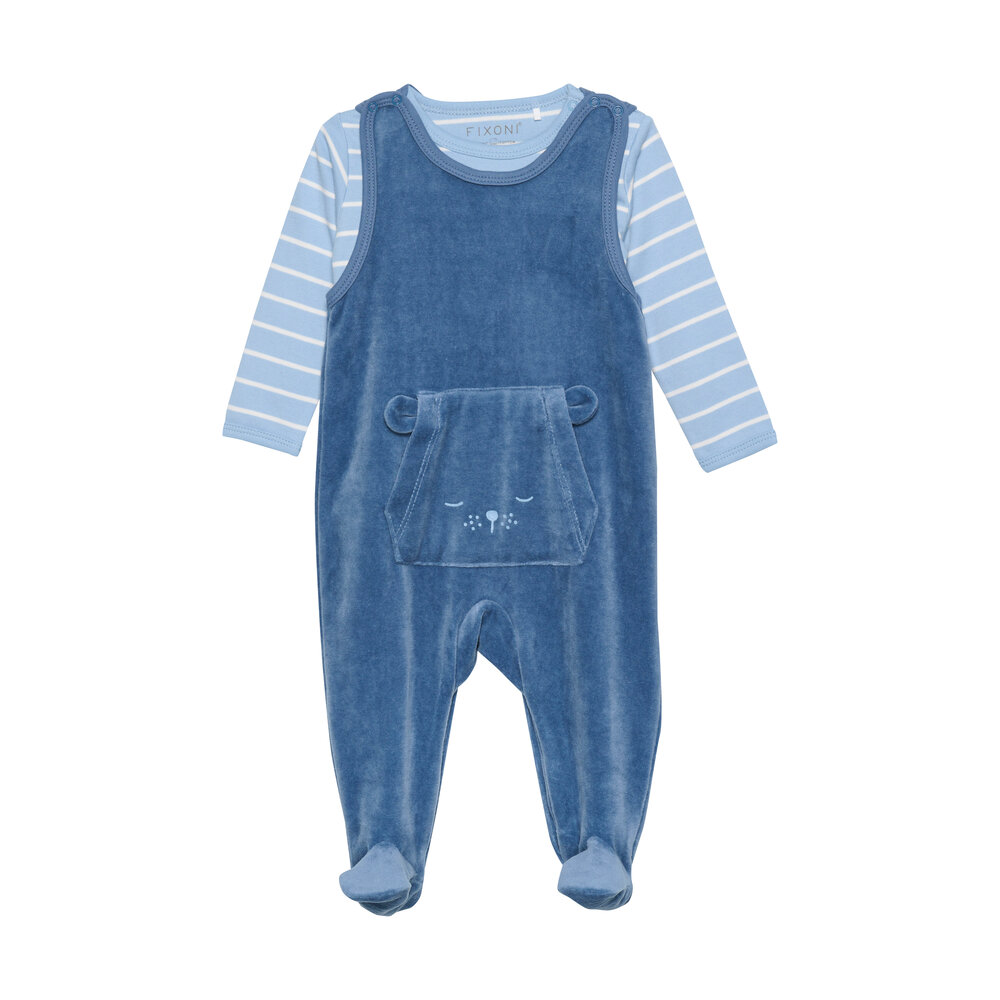 product-Body langærmet m.velour romper - Blue Fushion - 44