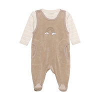 Body langærmet m.velour romper - Dune