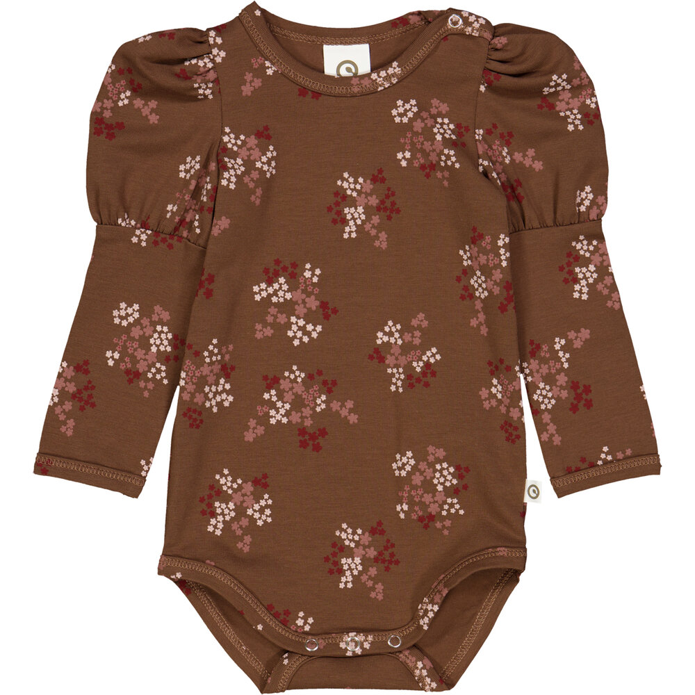 Flora pufærme body med blomsterprint - Bark/ Cabernet/ Nightingale - 62