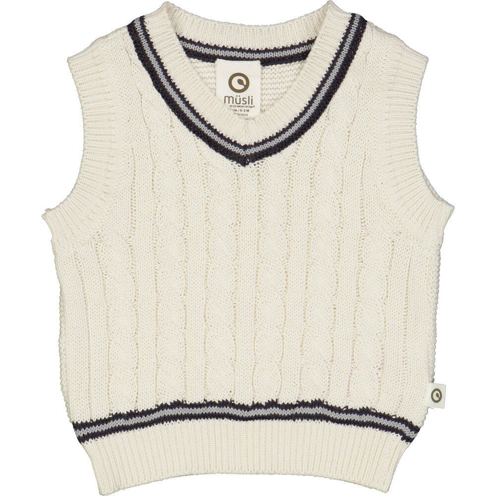 KNIT kabel strikket vest - Balsam cream - 92