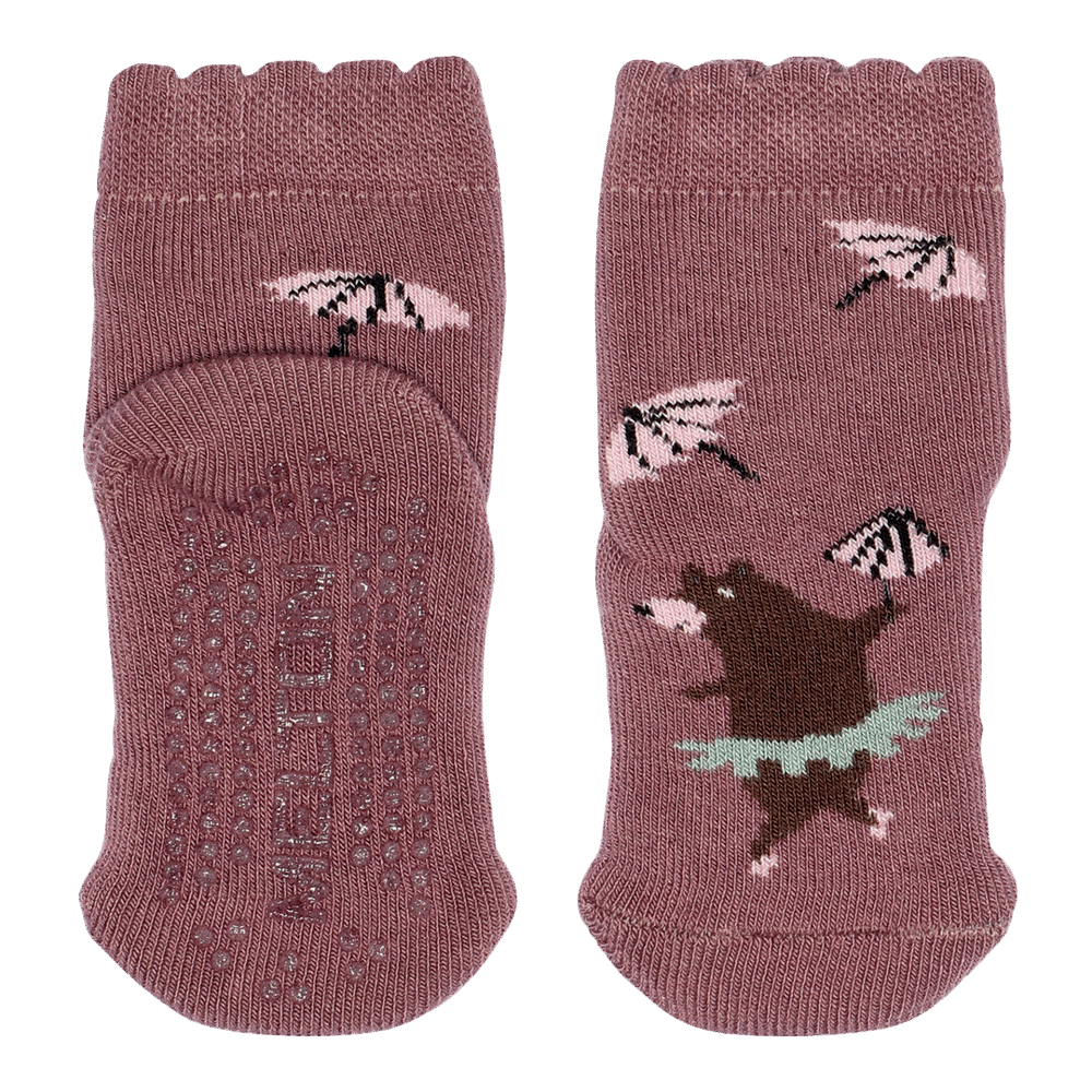 Dansende bjørn strømper anti-slip - Grape Shake - 23/26