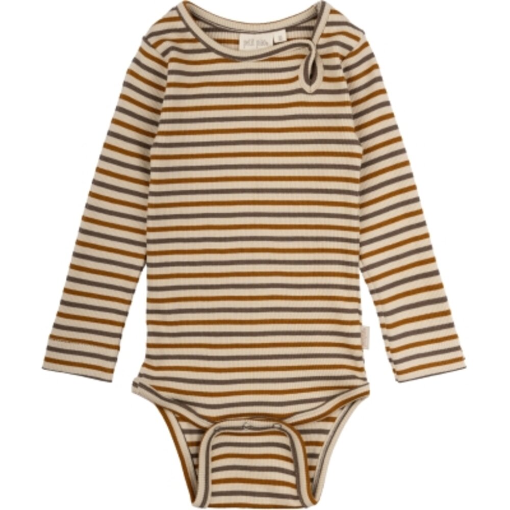 PETIT PIAO Body langÃ¦rmet - Chocolate brown/golden sun/dark off white 92