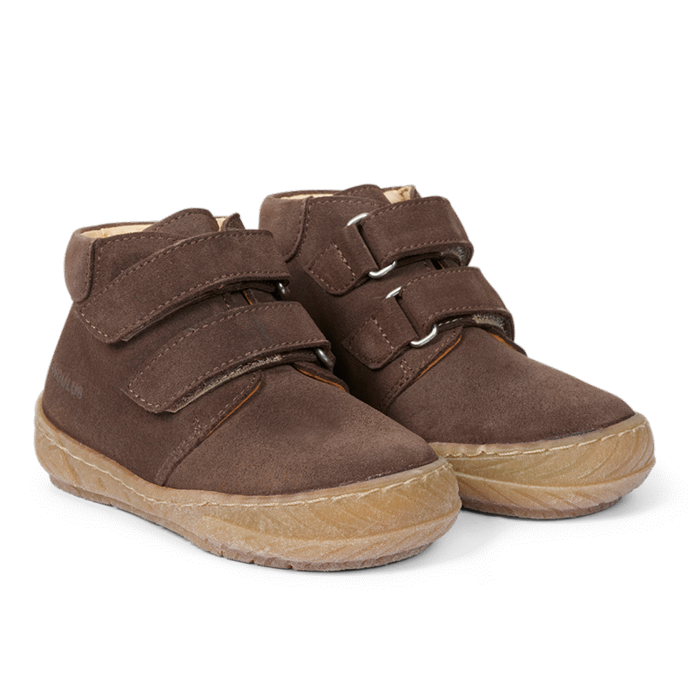 Prewalker lædersko med velcro - DARK TAUPE - 19