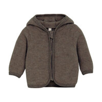 Cardigan m. Ører Uld Fleece - Brown Melange