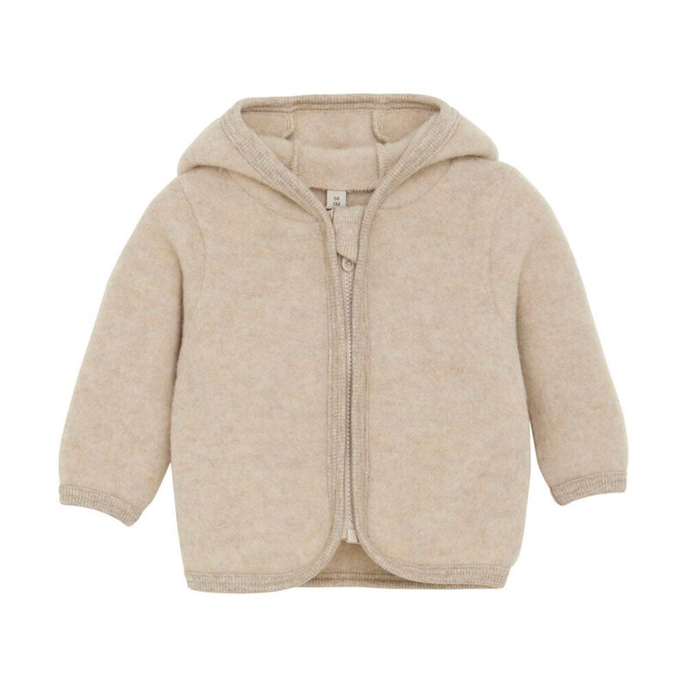 Cardigan m. Ører Uld Fleece - Camel Melange - 80