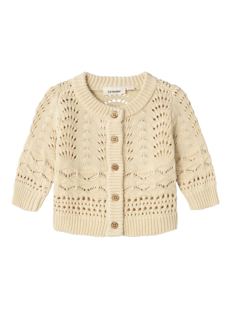 Lale langærmet strikket cardigan - BLEACHED SAND - 62