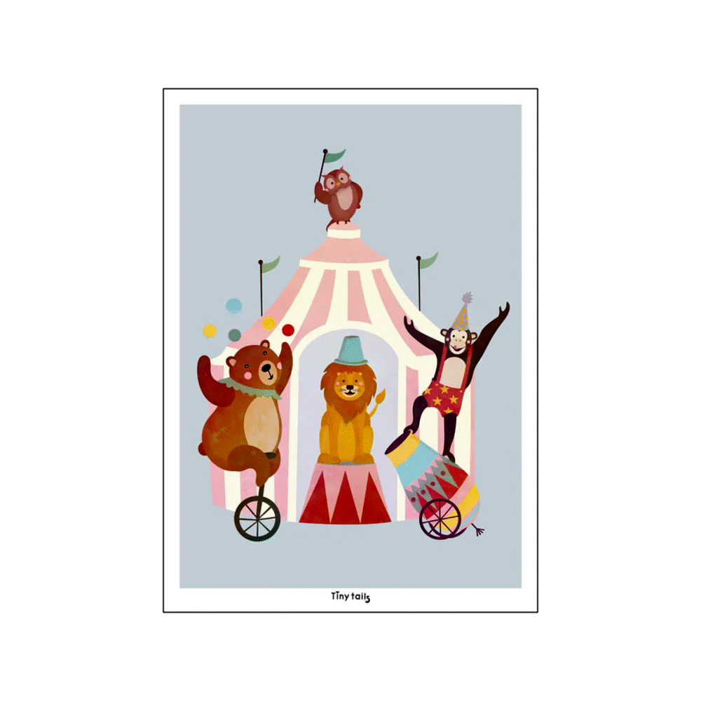 Poster & Frame Plakat Lille Cirkus bÃ¸rneplakat lyseblÃ¥ A3