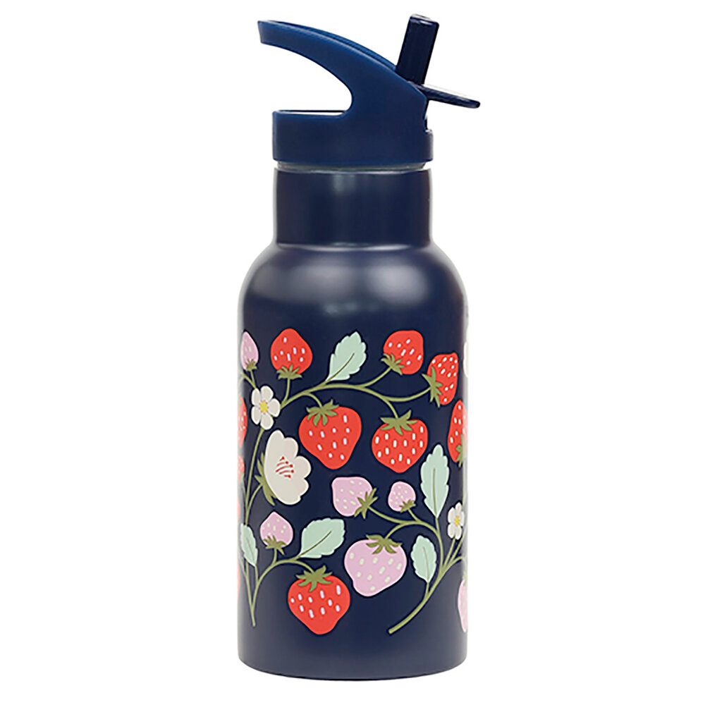 Stainless steel drink bottle: Strawberries