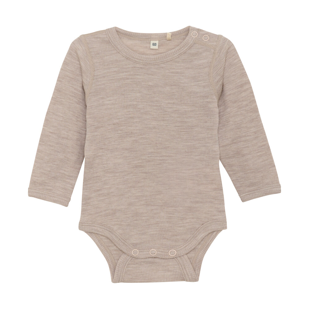 Uld body langærmet - Simply Taupe - 50