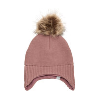 Baby hat m. fake fur - Burlwood