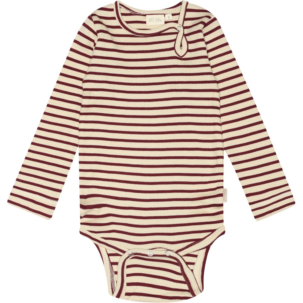 Body langærmet - Dark cherry/dark off white - 56