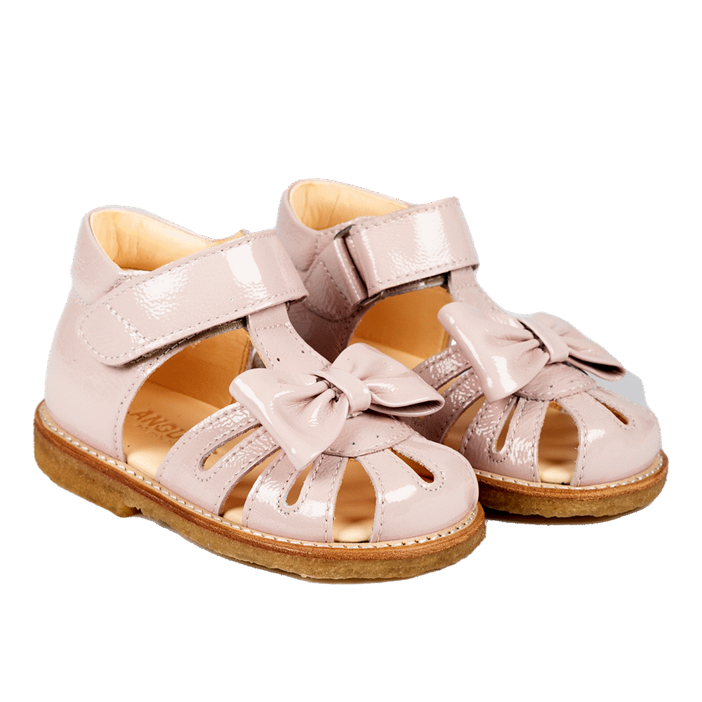 Begynder sandal med sløjfe og velcro lukning - Pale Rose - 23