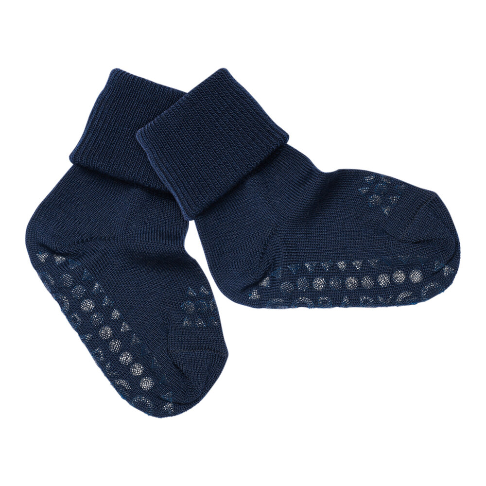 GOBABYGO Skridsikre StrÃ¸mper - Merino Uld MIDNIGHT BLUE 20/22