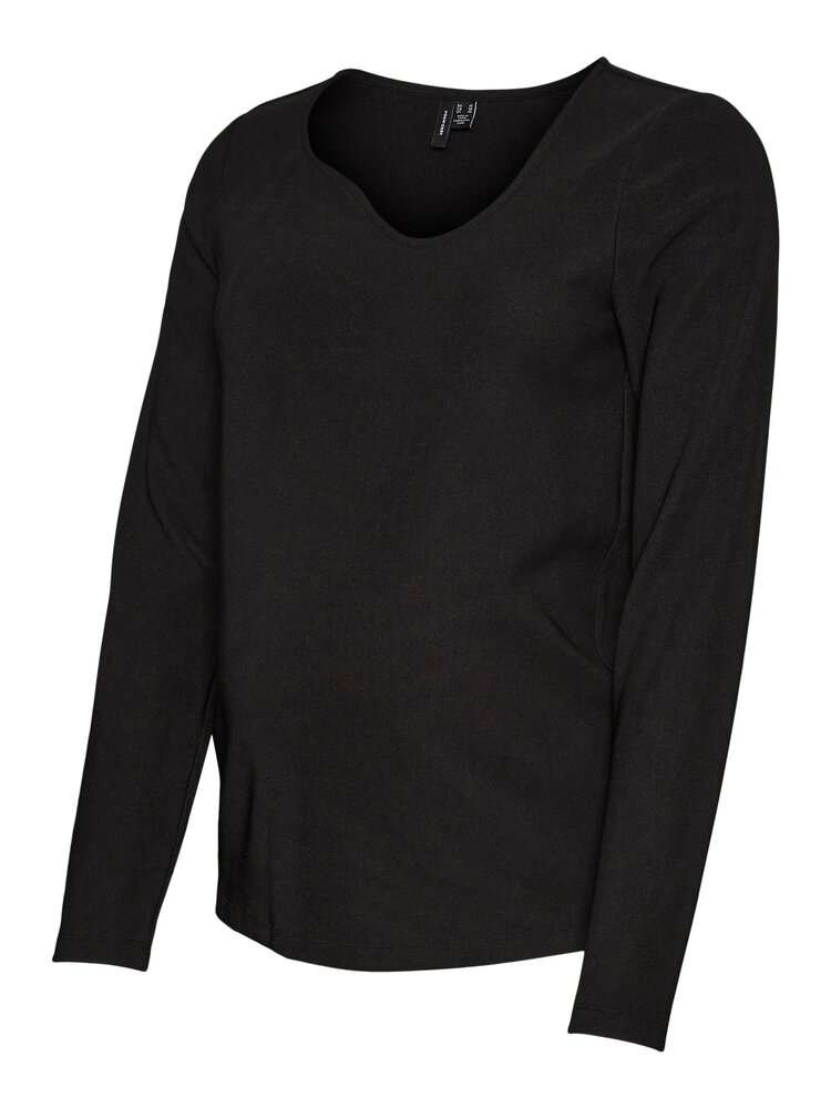 Windy l/s wavy rib top - BLACK - XL