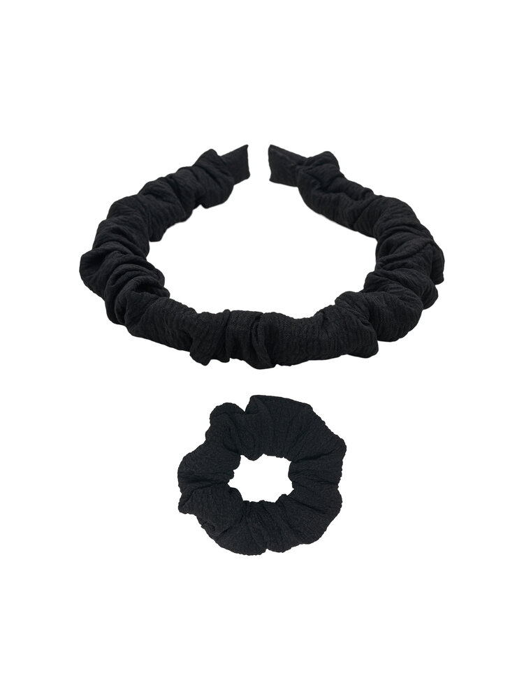 Ellie scrunchie hårbånd sæt - black - ONE SIZE