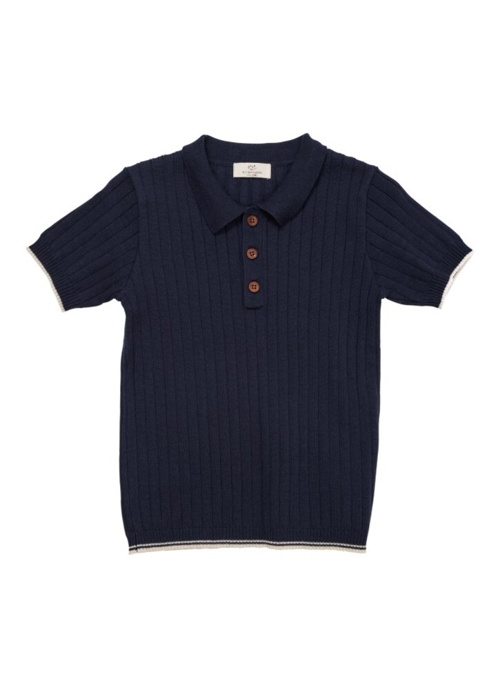 Ribstrikket polo - NAVY - 104