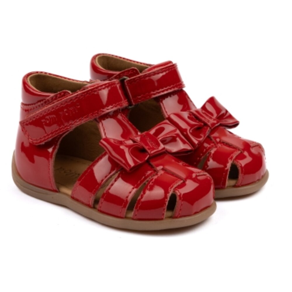 Starters Bow Velcro Sandal - RED PATENT - 25