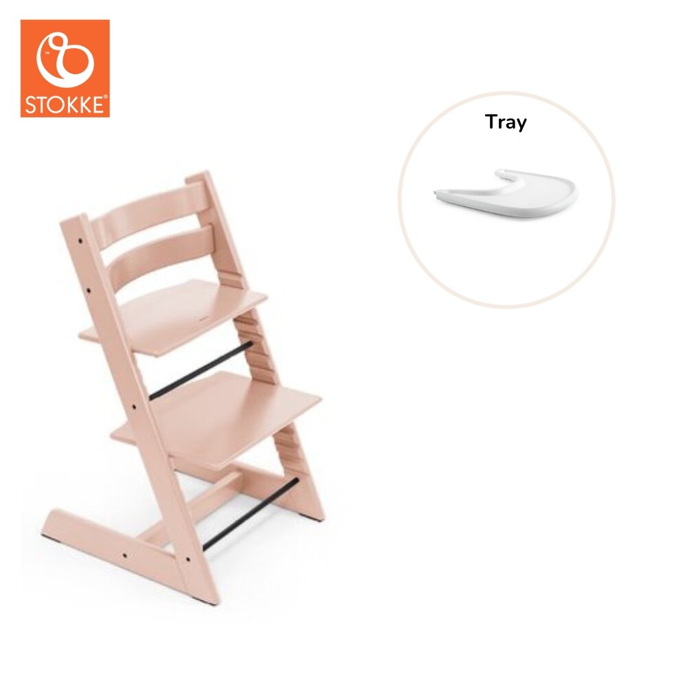 StokkeÃÂ® HÃ¸jstol inkl. tray - serene pink/hvid