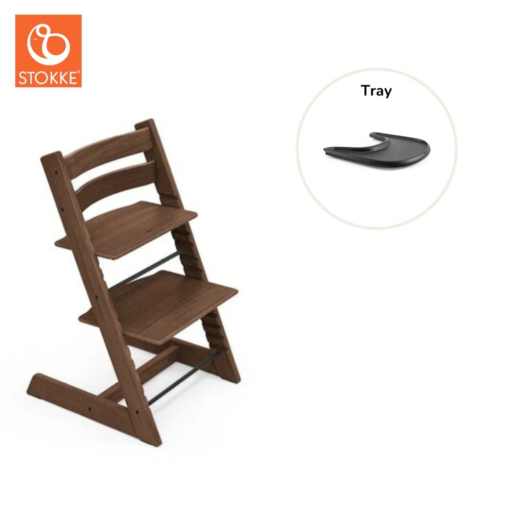 StokkeÃÂ® HÃ¸jstol inkl. tray - eg warm brown/sort