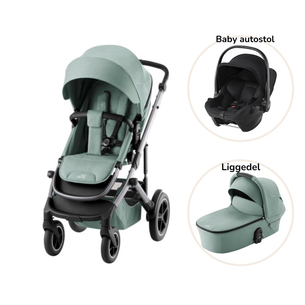 Smile 5Z inkl. liggedel og Baby-Safe Core autostol - jade green/space black