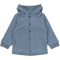 Bomuld Fleece Cardigan med hætte - FADEDDENIM