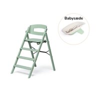 Klapp højstol foldbar bøg inkl. babysæde - pale green